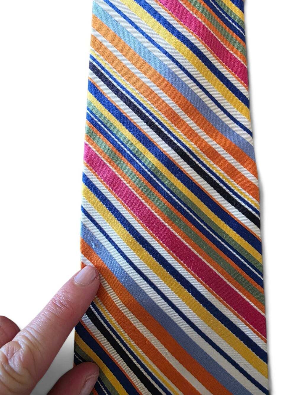 Vintage Tommy Hilfiger Tie 100% Silk Made in USA Multicolor Striped Necktie - Picture 6 of 16